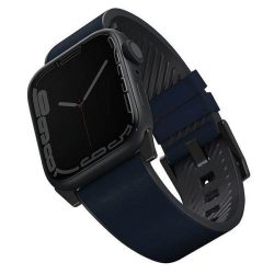   UNIQ óraszíj Straden Apple Watch Series 1/2/3/4/4/5/6/7/8/9/SE/SE2/Ultra/Ultra 2 42/44/45/49mm. Bőr hibrid szíj kék