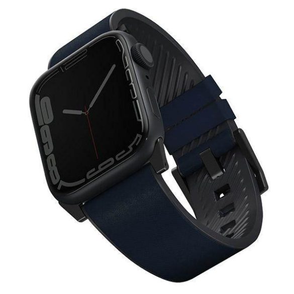 UNIQ óraszíj Straden Apple Watch Series 1/2/3/4/4/5/6/7/8/9/SE/SE2/Ultra/Ultra 2 42/44/45/49mm. Bőr hibrid szíj kék