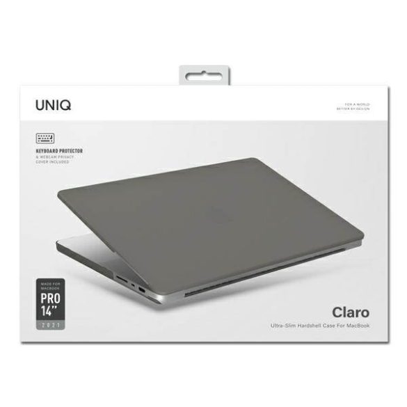 UNIQ etui Claro MacBook Pro 14" (2021/2023) átlátszó füst matt szürke tok