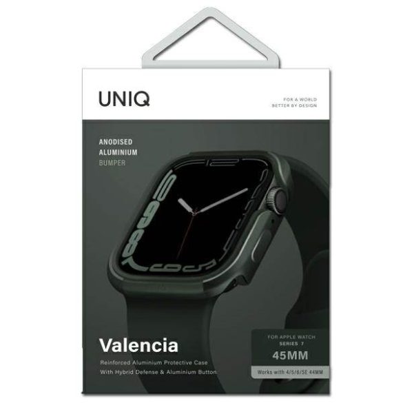 UNIQ etui Valencia Apple Watch Series 4/5/6/7/8/8/9/SE/SE2 45/44mm. zöld tok