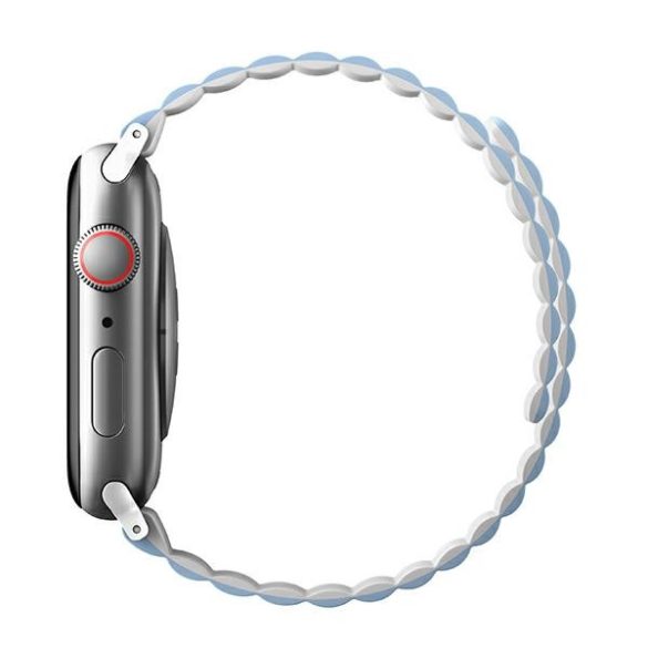 UNIQ óraszíj Revix Apple Watch Series 1/2/3/4/4/5/6/7/8/9/SE/SE2/Ultra/Ultra 2 42/44/45/49mm. Megfordítható mágneses fehér-kék