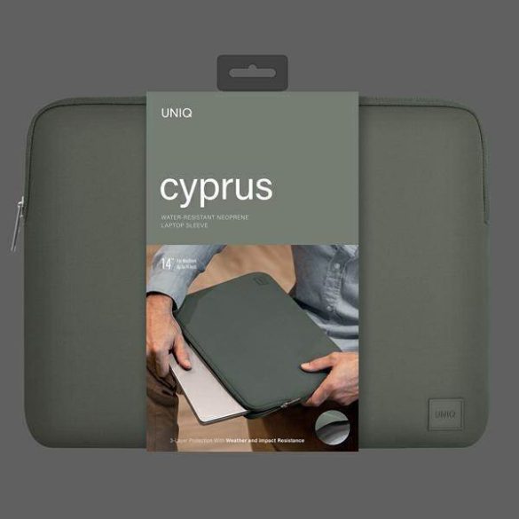 UNIQ Ciprus laptop táska 14" zöld vízálló neoprén