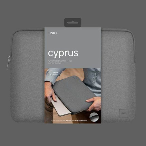 UNIQ Ciprus laptop táska 16" szürke vízálló neoprén