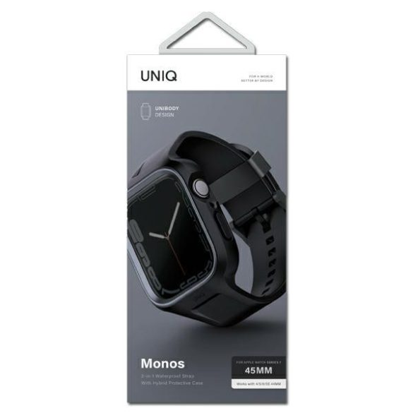 UNIQ Monos tok szíjjal Apple Watch 4/5/6/7/8/9/SE/SE2 (44/45mm) - fekete