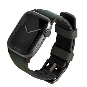 UNIQ óraszíj Linus Apple Watch Series 1/2/3/4/4/5/6/7/8/9/9/SE/SE2/Ultra/Ultra 2 42/44/45/49mm. Airosoft szilikon moha zöld