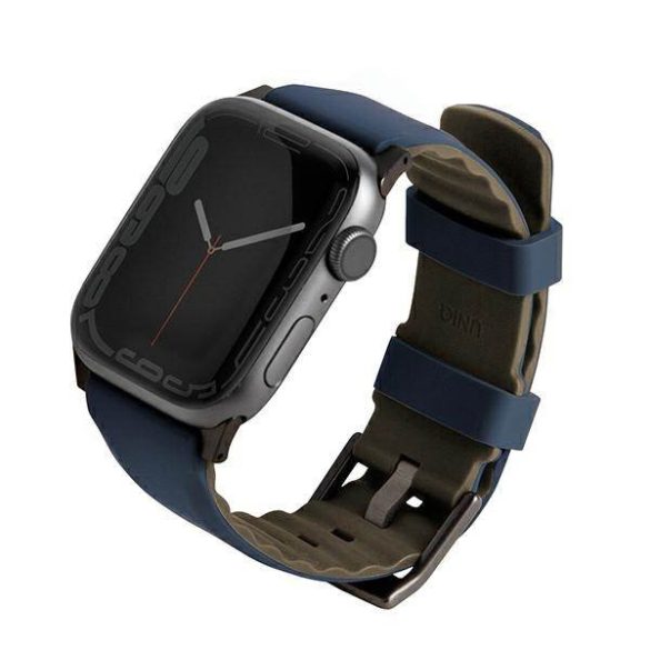 UNIQ óraszíj Linus Apple Watch Series 1/2/3/4/4/5/6/7/8/9/SE/SE2/Ultra/Ultra 2 42/44/45/49mm. Airosoft szilikon tengerészkék