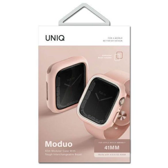 UNIQ Moduo tok Apple Watch Series 4/5/6/7/8/9/SE/SE2 40/41mm - rózsaszín-fehér