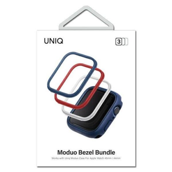 UNIQ ramki do Moduo 3 az 1-ben Apple Watch Series 4/5/5/6/7/8/9/SE/SE2 44/45mm Kék-Vörös-Fehér tok