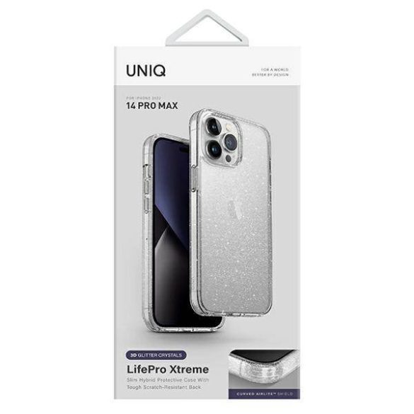 UNIQ Tok LifePro Xtreme iPhone 14 Pro Max 6,7" fényes csillogó átlátszó tok