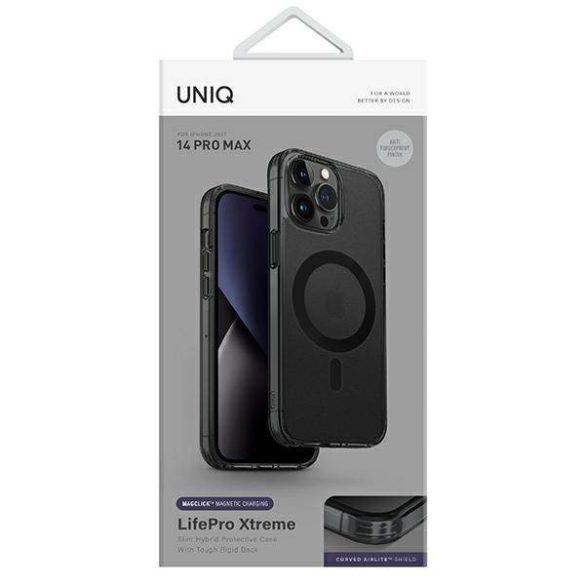 UNIQ Tok LifePro Xtreme iPhone 14 Pro Max 6,7" Magclick Charging fekete/füstös szürke tok