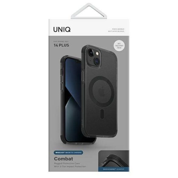 UNIQ etui Combat iPhone 14 Plus / 15 Plus 6.7" Magclick Charging fekete tok