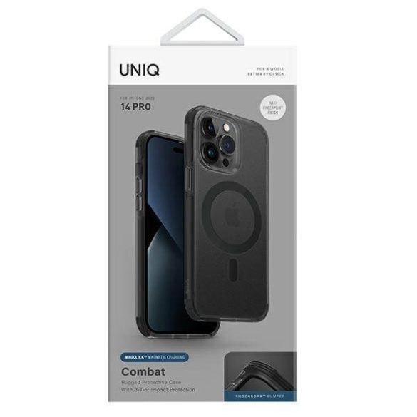 UNIQ Tok Combat iPhone 14 Pro 6,1" Magclick Charging fekete tok