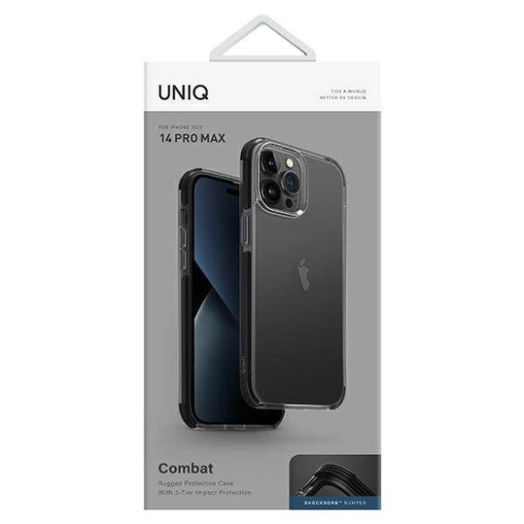 UNIQ Tok Combat iPhone 14 Pro Max 6,7" fekete szénszálas tok