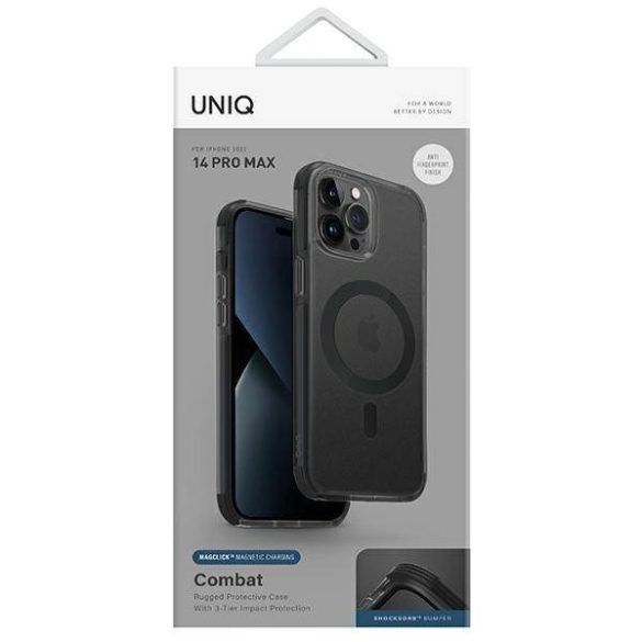 UNIQ Tok Combat iPhone 14 Pro Max 6,7" Magclick Charging fekete tok