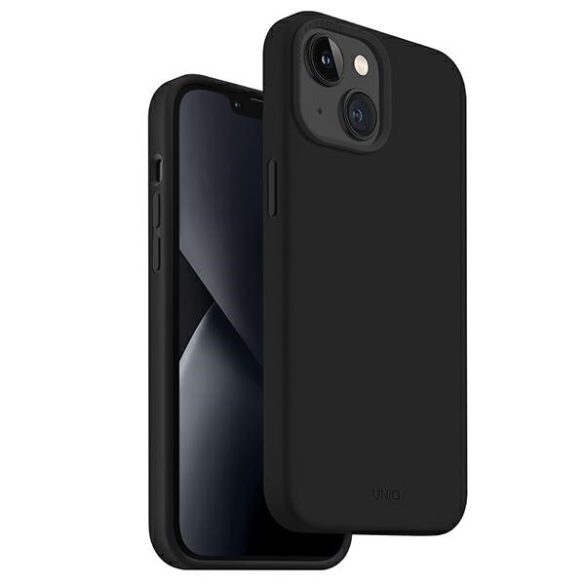 UNIQ etui Lino iPhone 14 6,1" éjfekete színben tok