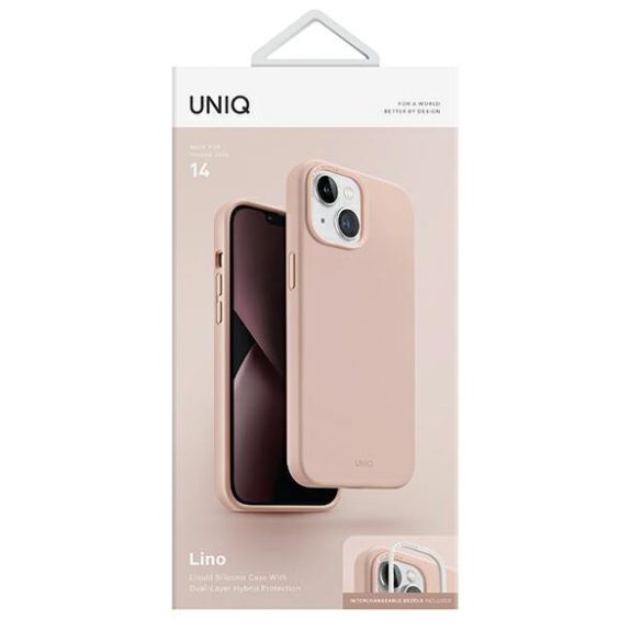UNIQ etui Lino iPhone 14 / 15 / 13 6,1" rózsaszínű tok
