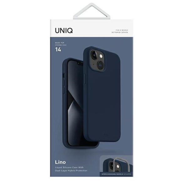 UNIQ etui Lino iPhone 14 / 15 / 13 6,1" tengeri kék tok