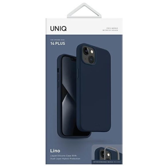 UNIQ etui Lino iPhone 14 Plus / 15 Plus 6.7" tengeri kék tok