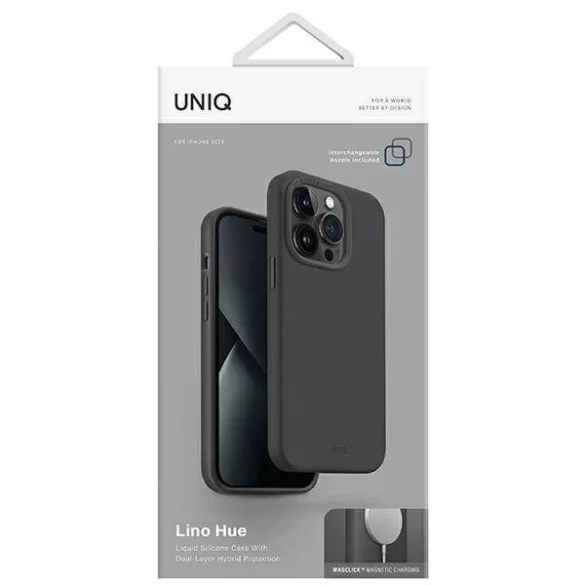UNIQ etui Lino Hue iPhone 14 Plus 6.7" Magclick Charging szénszürke tok