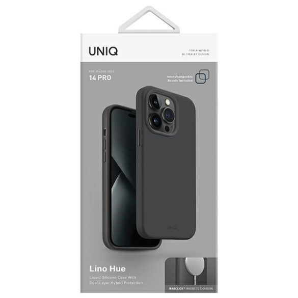 UNIQ etui Lino Hue iPhone 14 Pro 6,1" Magclick Charging szürke tok