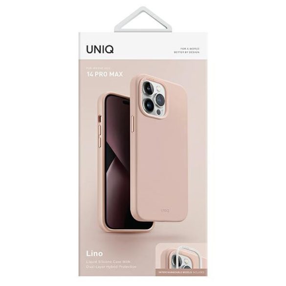 UNIQ etui Lino iPhone 14 Pro Max 6,7" rózsaszín tok