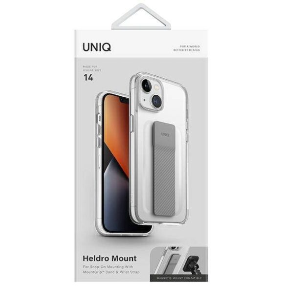 UNIQ etui Heldro Mount iPhone 14 / 15 / 13 6,1" fényes átlátszó tok