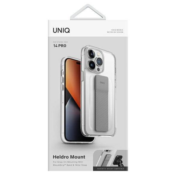 UNIQ Tok Heldro Mount iPhone 14 Pro 6,1" átlátszó tok