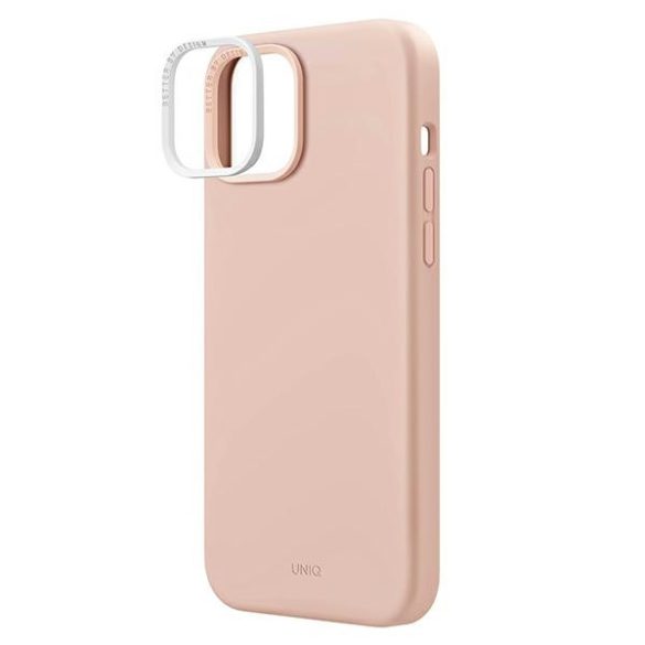 UNIQ etui Lino Hue iPhone 14 / 15 / 13 6,1" Magclick töltés rózsaszínű tok