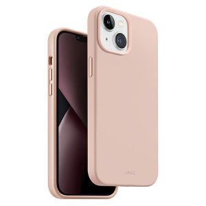 UNIQ etui Lino Hue iPhone 14 Plus / 15 Plus 6.7" Magclick töltés rózsaszín tok