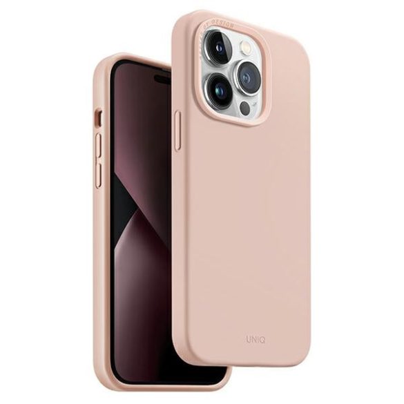 UNIQ etui Lino Hue iPhone 14 Pro Max 6,7" Magclick Charging rózsaszín tok