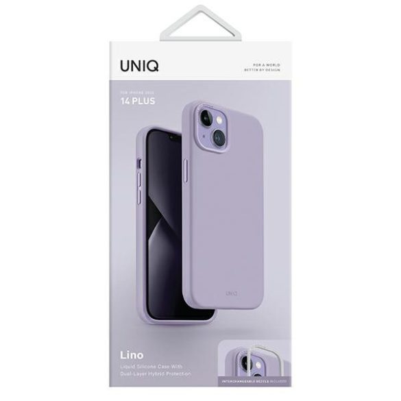 UNIQ etui Lino iPhone 14 Plus / 15 Plus 6,7" lila tok