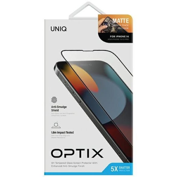 UNIQ Optix Matte edzett üveg applikátorral iPhone 14 