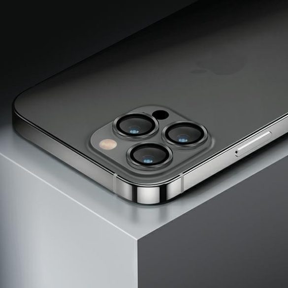 UNIQ Optix kamera lencse védő üvegfólia fekete szegéllyel, applikátorral iPhone 14 / 14 Plus