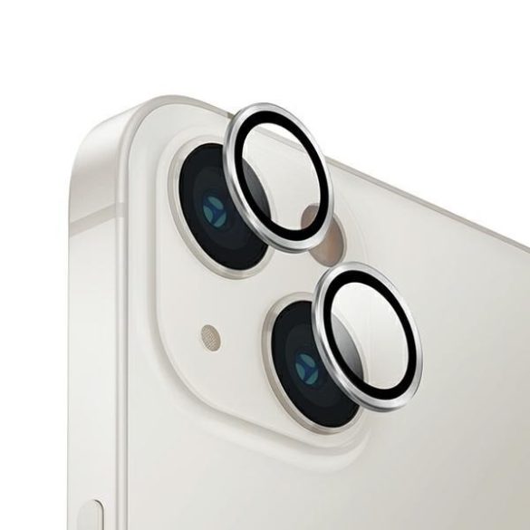 UNIQ Optix kamera lencse védő üvegfólia ezüst szegéllyel, applikátorral iPhone 14 / 14 Plus