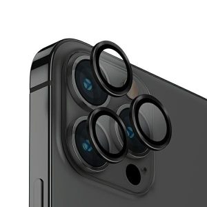 UNIQ Optix kamera lencse védő üvegfólia fekete szegéllyel, applikátorral iPhone 14 Pro / 14 Pro Max