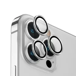   UNIQ Optix kamera lencse védő üvegfólia ezüst szegéllyel, applikátorral iPhone 14 Pro / 14 Pro Max