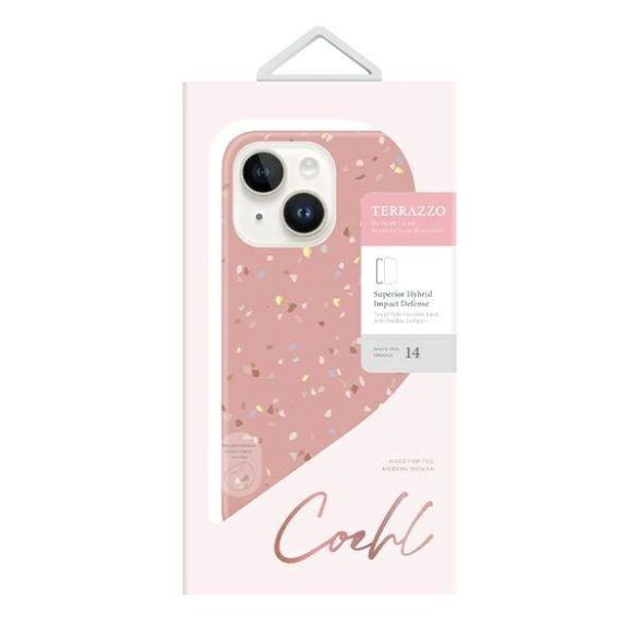 UNIQ etui Coehl Terrazzo iPhone 14 / 15 / 13 6,1" korall tok