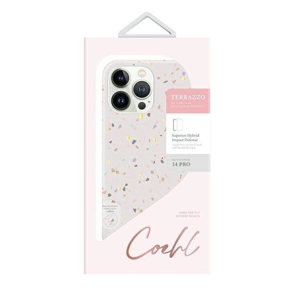 UNIQ Tok Coehl Terrazzo iPhone 14 Pro 6,1" homokkő színű tok