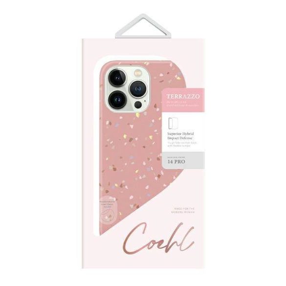 UNIQ Tok Coehl Terrazzo iPhone 14 Pro 6,1" korall rózsaszín tok