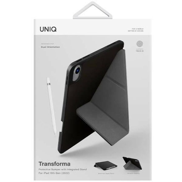 UNIQ etui Transforma iPad 10 gen. (2022) Antimikrobiális fekete