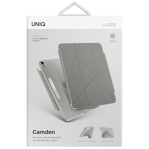 UNIQ etui Camden iPad 10 gen. (2022) szürke Antimikrobiális