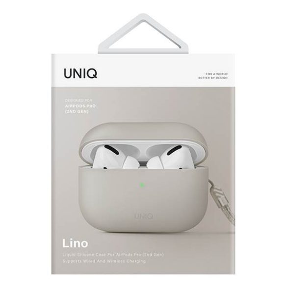 UNIQ etui Lino AirPods Pro 2 gen szilikon (2022/2023) bézs tok