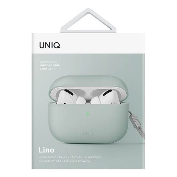 UNIQ etui Lino AirPods Pro 2 gen szilikon (2022/2023) mentazöld tok