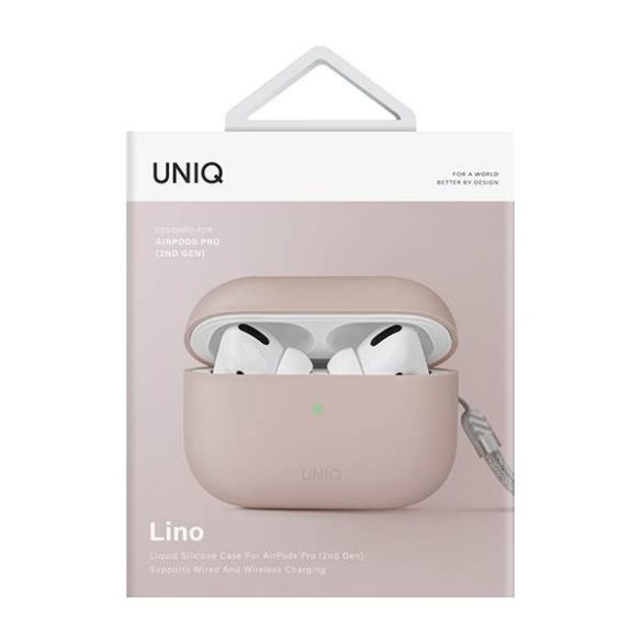 UNIQ etui Lino AirPods Pro 2 gen szilikon (2022/2023) rózsaszínű tok