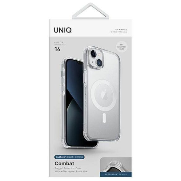 UNIQ etui Combat iPhone 14 / 15 / 13 6,1" Magclick Charging átlátszó tok