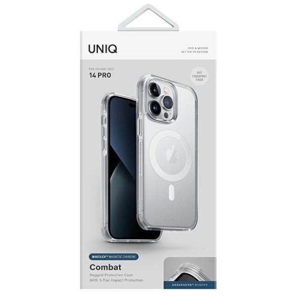 UNIQ Tok Combat iPhone 14 Pro 6,1" Magclick Charging áttetsző tok