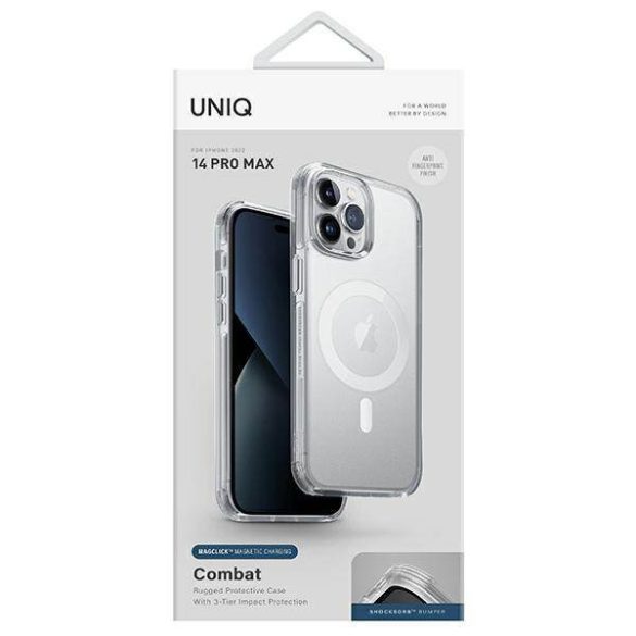 UNIQ Tok Combat iPhone 14 Pro Max 6,7" Magclick Charging átlátszó tok