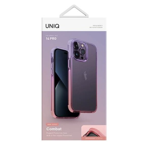 UNIQ Tok Combat Duo iPhone 14 Pro 6,1" levendula/rózsaszín tok