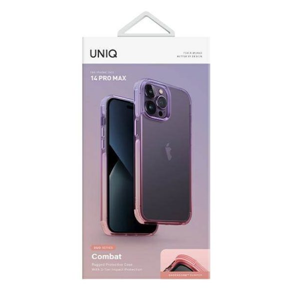 UNIQ Tok Combat Duo iPhone 14 Pro Max 6,7" levendula/rózsaszín tok