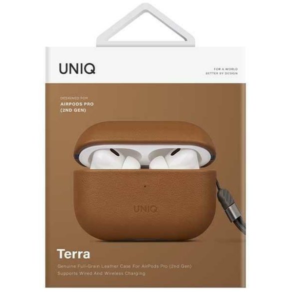 UNIQ etui Terra AirPods Pro 2 gen. Valódi bőr (2022/2023) barna tok